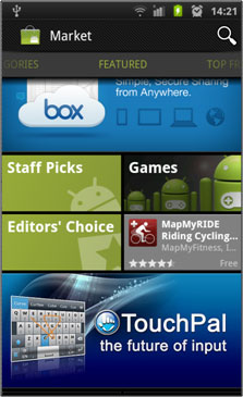 Featured application on the mainpage of Google Play